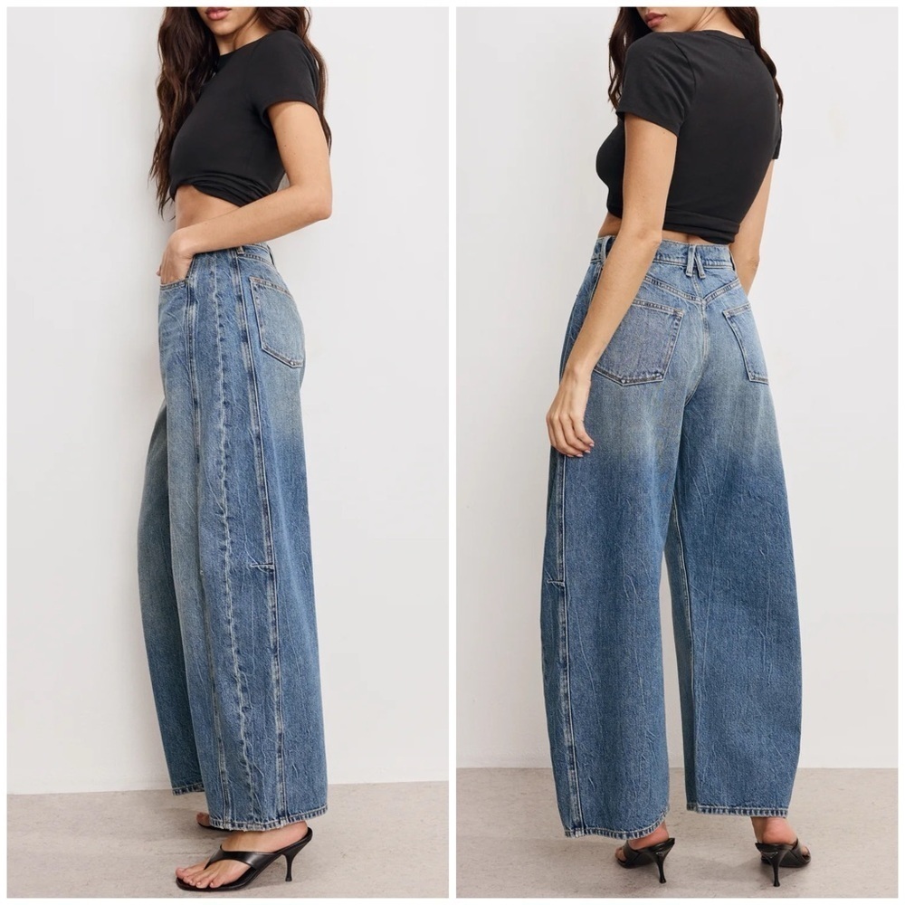 NWT Good American Good Extreme Barrel Jeans High Rise Wide Loose Indigo Sz 10 30 - Picture 3 of 15